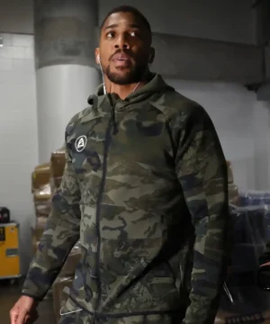 Anthony Joshua camo jacket featuring modern camouflage design, premium fabric, and rugged sports-inspired outerwear style