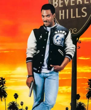 Axel Foley Detroit Lions letterman varsity jacket featuring classic NFL team styling, premium materials, and retro sports fashion appeal