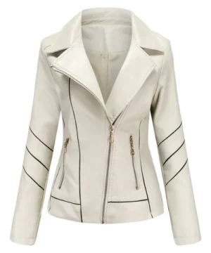 Beige Cruiser jacket featuring premium leather, classic motorcycle design, and rugged streetwear appeal