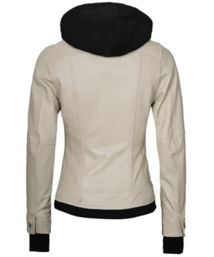 Beige Glimmer hooded bomber jacket designed for comfort, versatile fit, and contemporary outerwear fashion