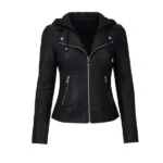 Biker Leather Hooded Jacket