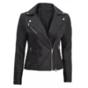 Black Blitz biker jacket featuring premium leather, sleek moto design, and modern streetwear appeal