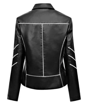 Café Racer black jacket with white stripe detailing, modern biker silhouette, and versatile everyday wear appeal
