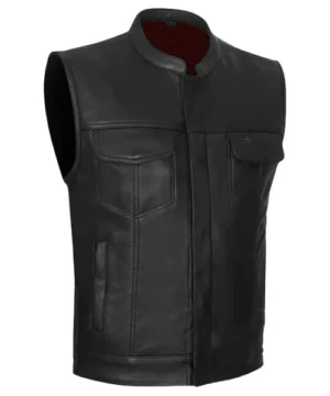 Black Fury biker vest featuring premium leather, bold motorcycle design, and rugged streetwear appeal