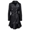 Black Gothic Matrix trench coat featuring a longline silhouette, dark futuristic design, and bold gothic style