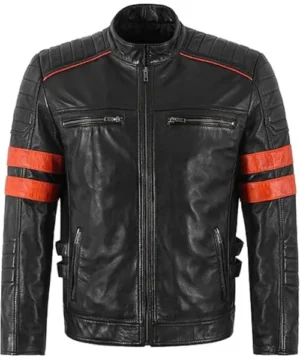 Home 18 Black Ruby racer jacket crafted from premium leather with a sleek motorsport-inspired design and refined detailing.