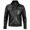 Black Shadow cruiser biker jacket crafted from premium leather with a sleek motorcycle-inspired design and durable stitching.