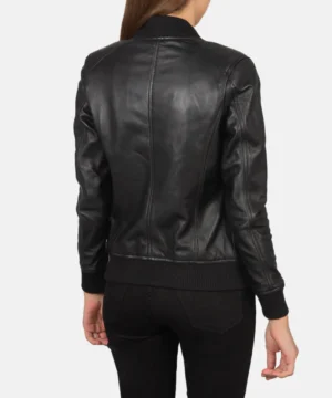Bliss leather bomber jacket in black designed for comfort, structured fit, and versatile outerwear fashion