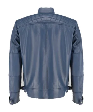 Premium men’s blue biker leather jacket designed for motorcycle style, offering long-lasting comfort, protection, and timeless appeal.