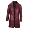 Bryson maroon Aegis trench coat featuring premium fabric, longline design, and sophisticated modern outerwear style