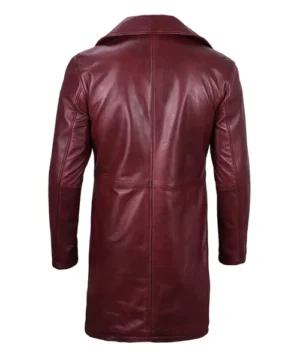 Maroon Bryson Aegis trench coat with tailored fit, classic lapels, and timeless fashion appeal