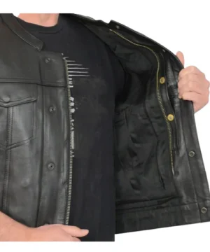 Black Fury biker leather vest designed for riders with edgy detailing and versatile everyday wear