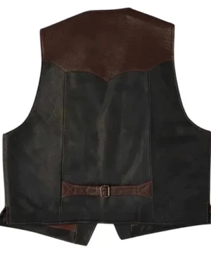Black buffalo hide leather vest designed for riders with a structured fit and timeless moto look