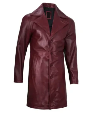 Premium Bryson maroon trench coat combining classic longline trench aesthetics with contemporary design