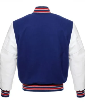 High-quality royal blue & white letterman jacket designed for sporty, street, and everyday wear