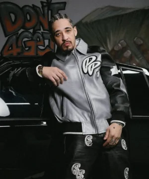 Callmegt Classic Soda Club silver Pelle Pelle jacket featuring premium leather, sleek streetwear design, and luxury urban style