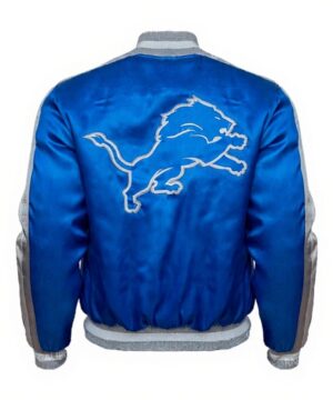 Calvin Johnson signature Lions jacket showcasing high-quality material, tailored fit, and modern collegiate sports fashion aesthetics