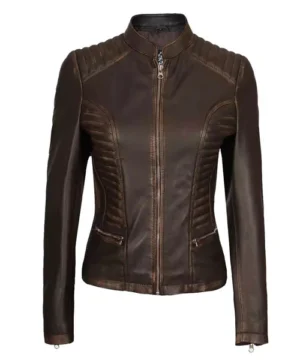 Dark brown Rachel jacket featuring premium leather, classic tailored design, and stylish outerwear appeal