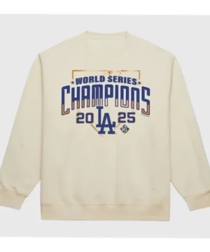 Dodgers 2025 World Series Champions sweatshirt celebrating championship legacy with bold graphics and premium fan apparel styling