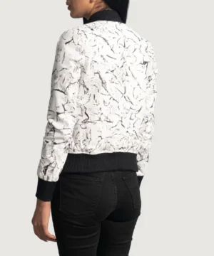 Donna Blake leather bomber jacket in white designed for comfort, structured fit, and versatile everyday fashion