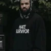 Drake Hate Survivor black hoodie with premium fabric and modern streetwear design