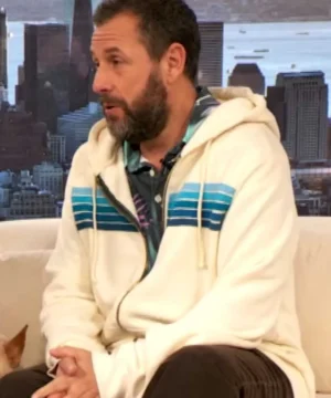 Adam Sandler striped hoodie featured on The Drew Barrymore Show 2025 with premium design