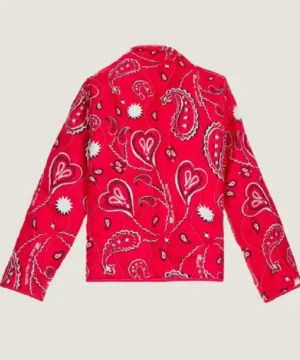 Emily In Paris S05 red paisley shirt designed for fans, combining breathable material with contemporary chic aesthetics