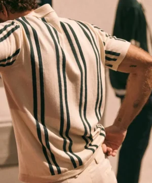 Emily In Paris S05 linen striped shirt worn by Nicolas de Léon showcasing elegant design, premium craftsmanship and relaxed urban style