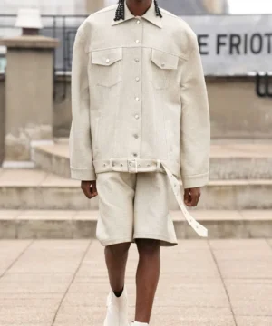 Belted jacket from Emily In Paris Season 5 featuring adjustable waist, premium fabric and sophisticated celebrity-inspired design