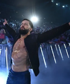 Finn Balor Monday Night RAW jacket featuring premium fabric, official WWE-inspired design, and stylish fanwear appeal