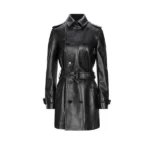 Full-Grain Black Leather Trench Coat