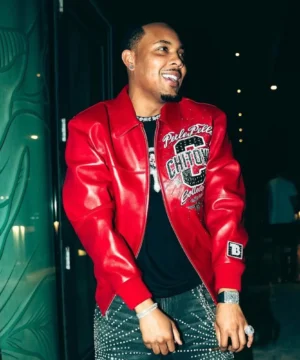 G Herbo Chi Town red Pelle Pelle jacket featuring premium leather, bold streetwear design, and hip-hop fashion appeal