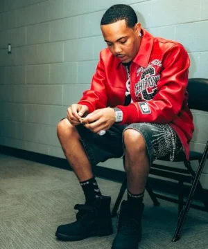 G Herbo Pelle Pelle jacket in Chi Town red edition showcasing sleek design and contemporary streetwear aesthetics
