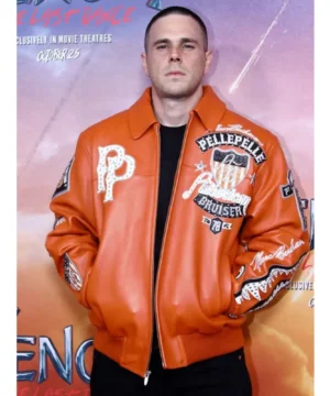 Jared Abrahamson Venom World Premiere Pelle Pelle jacket featuring premium leather, bold design, and celebrity red carpet style