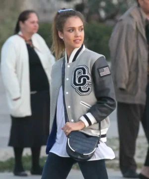 Jessica Alba Opening Ceremony jacket featuring sleek design, premium fabric, and celebrity-inspired contemporary outerwear style