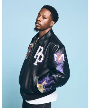 Joey Bada$$ World Famous black Pelle Pelle jacket featuring premium leather, bold streetwear design, and hip-hop fashion appeal