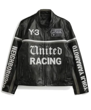 Luxury leather racer jacket from the Y-3 NBHD collaboration inspired by Jude Bellingham