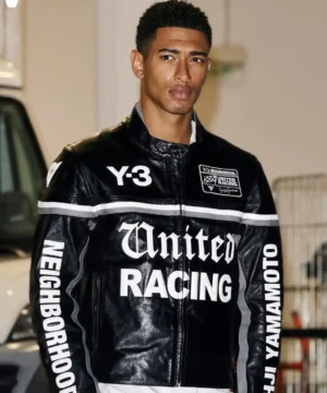 Jude Bellingham Y-3 NBHD leather racer jacket with premium craftsmanship and sleek finish