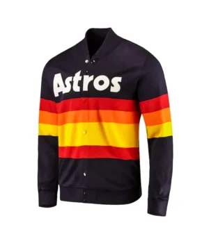 Houston Astros blue jacket inspired by Kate Upton with sleek design, high-quality craftsmanship, and contemporary fan apparel appeal