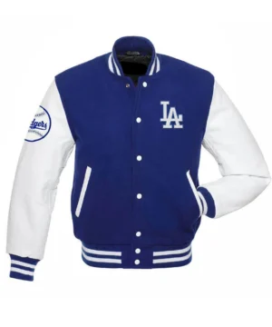 LA Dodgers Blue and White Varsity Jacket