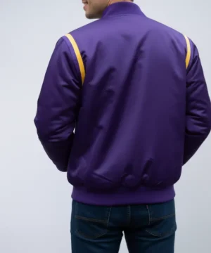 LA lakers satin purple jacket model back