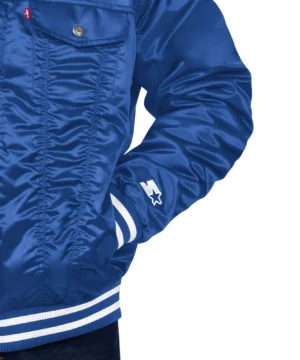 Los Angeles Dodgers Silver Tab Trucker Satin Varsity Jacket Blue