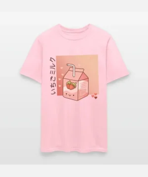 Stylish Fight Or Flight 2025 T-shirt featuring pink Strawberry Milk design worn by Josh Hartnett