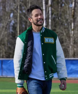 Marco Grazzini Hearts In The Game 2023 varsity jacket featuring classic letterman design, premium fabric, and modern TV-inspired streetwear style