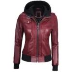 Maroon Solace Biker Hooded Jacket