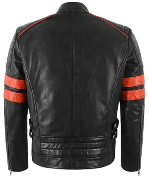 Premium Black Ruby racer jacket featuring a streamlined silhouette, smooth leather texture, and performance-driven styling.