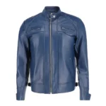 Men’s Blue Biker Leather Jacket