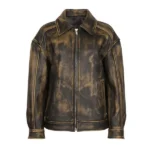 Men's Distressed Brown Full Grain Leather Biker Jacket