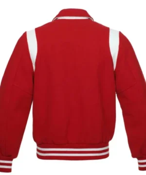 Stylish red and white letterman jacket crafted for casual and sporty looks