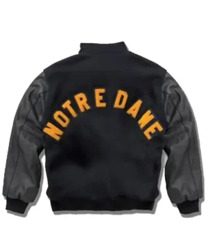 Notre Dame Irish letterman bomber jacket inspired by Rudy showcasing bold school colors, quality craftsmanship, and heritage sportswear style